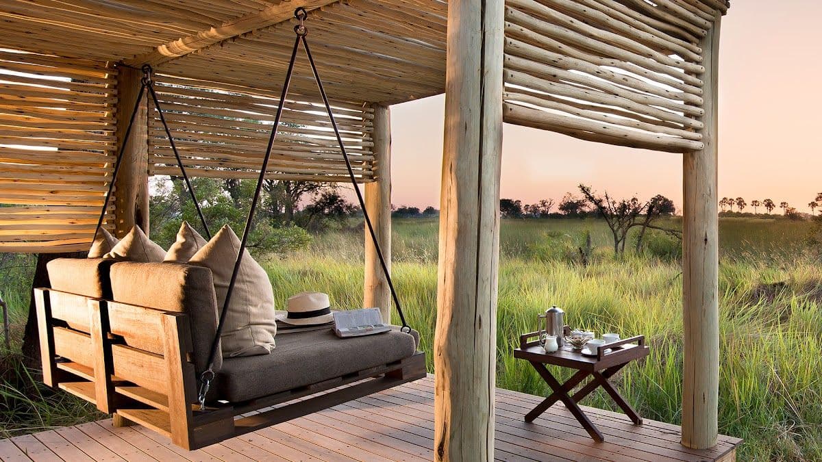 view from nxabega overlooking the okavango delta on a luxury safari in botswana